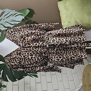 City Chic Faux Wrap Top Animal Print Size XS 14